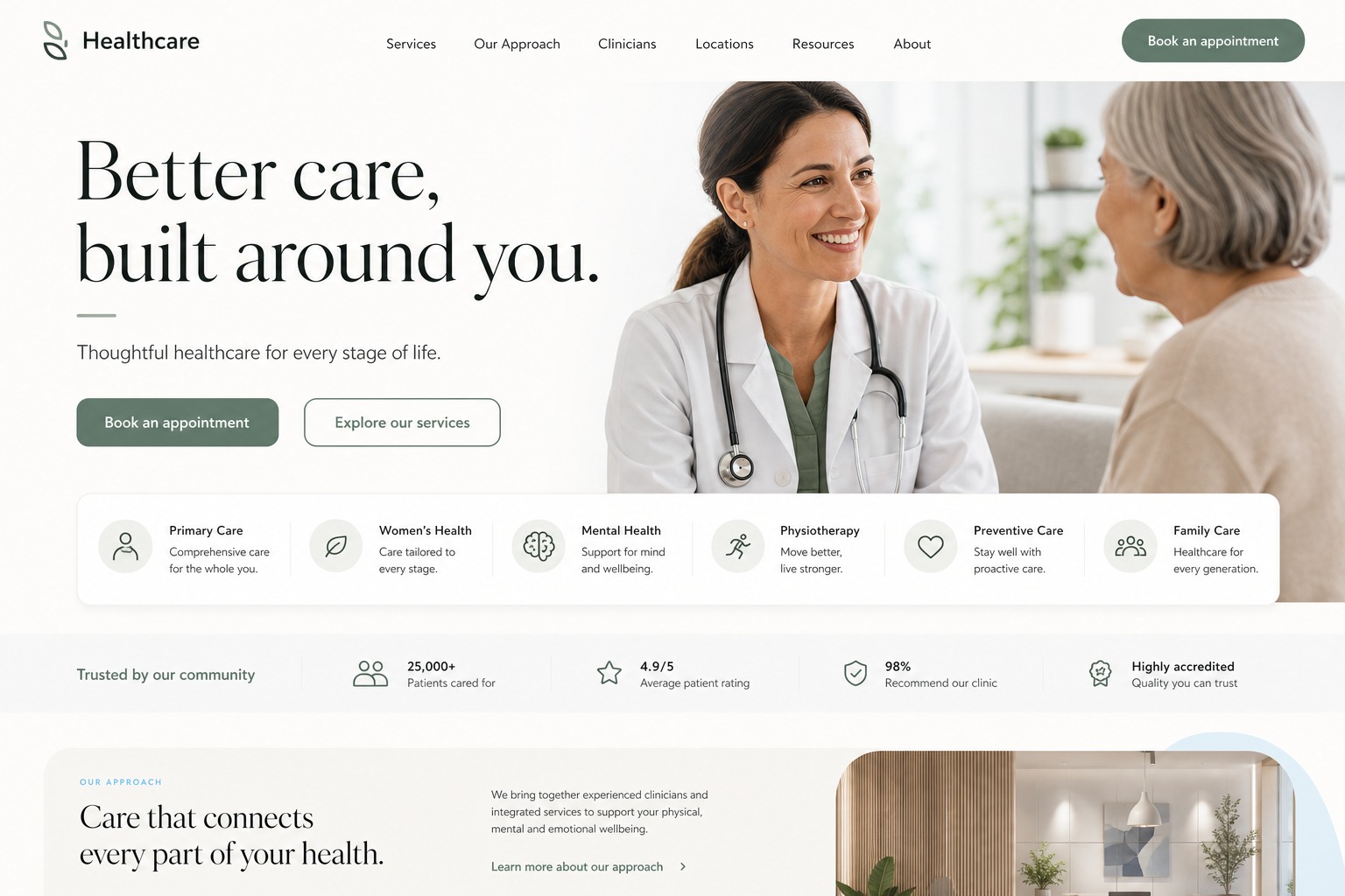 Healthcare homepage prototype preview