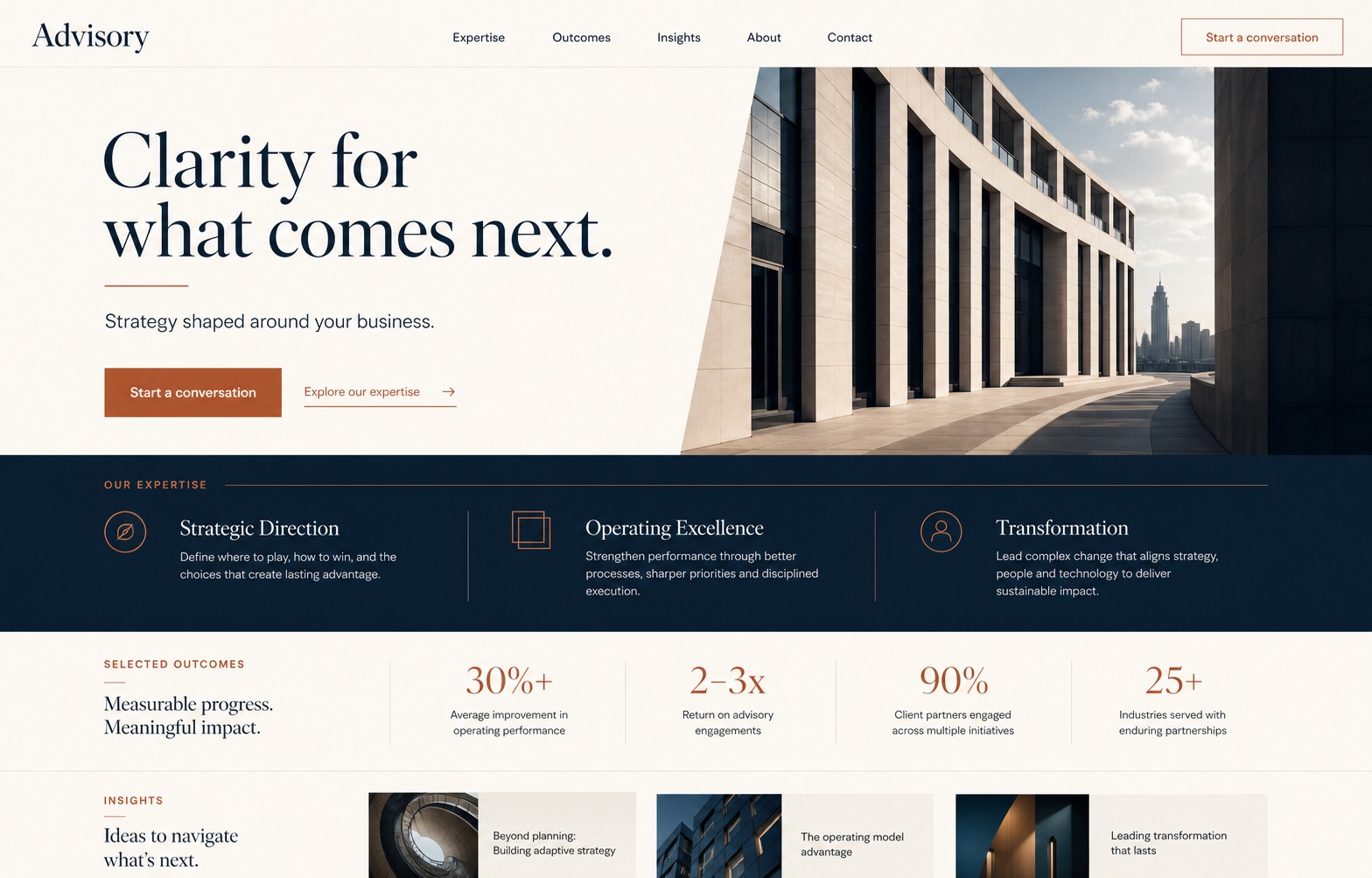 Professional services homepage prototype preview