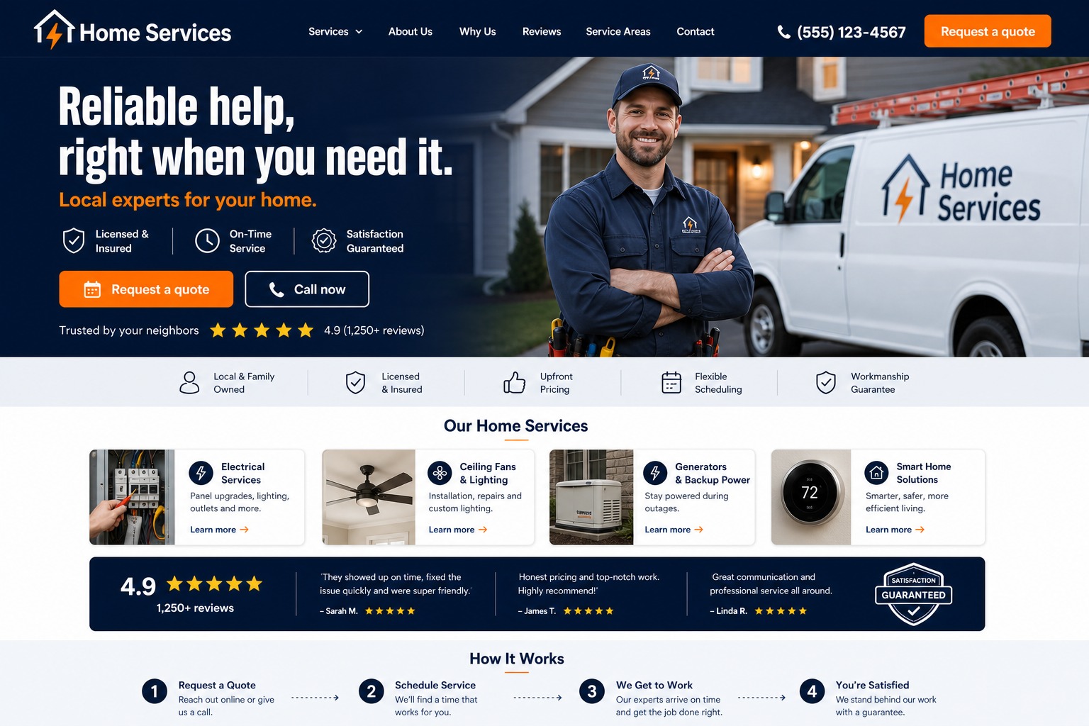 Trades and home services homepage prototype preview